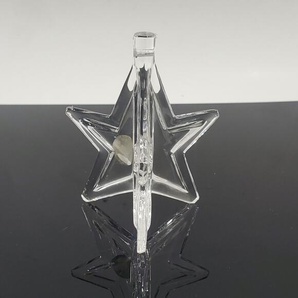 Vintage Val St Lambert Clear Crystal Christmas Star Holiday Ornament Belgium - Picture 2 of 5